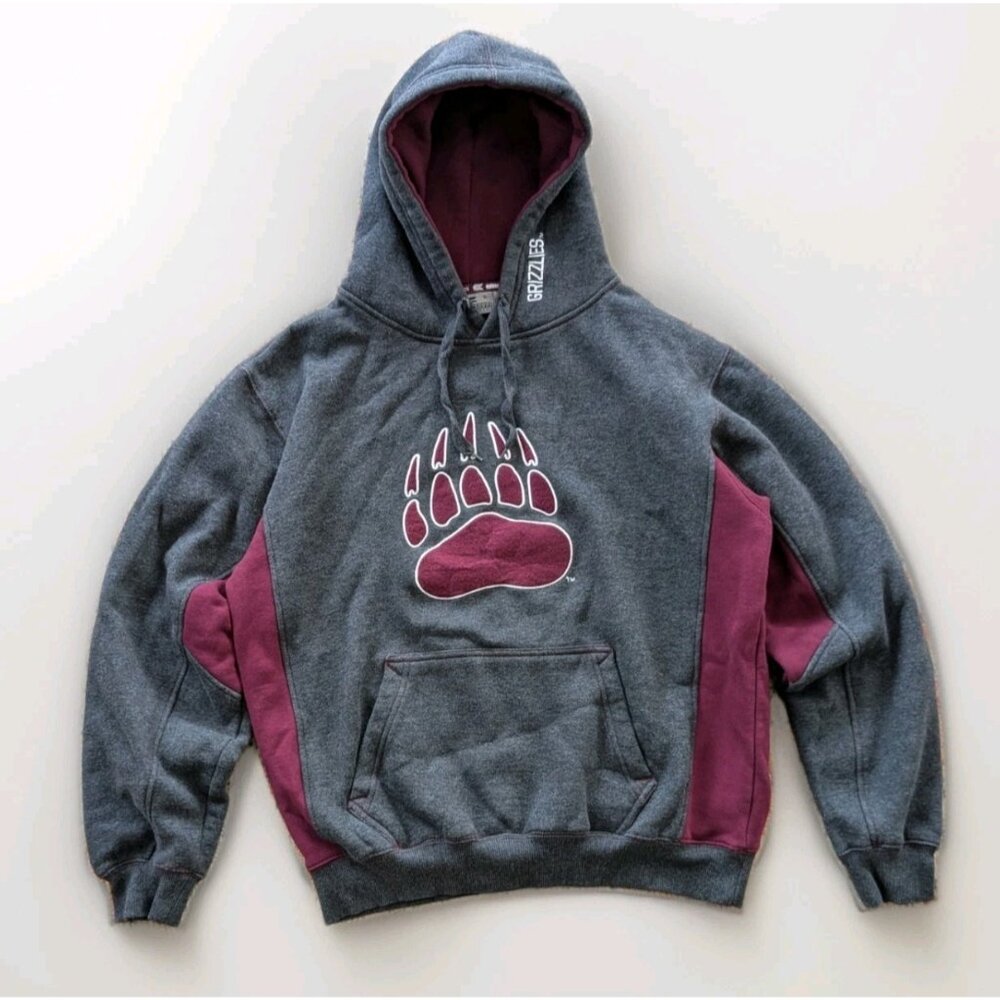 Colosseum Montana Grizzlies Hoodie Men’s Large Gray Maroon Pullover Sweatshirt